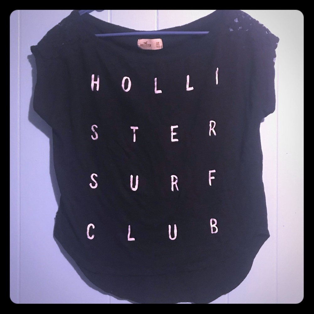 (5/$30) Hollister navy blue shirt lace sleeve XS